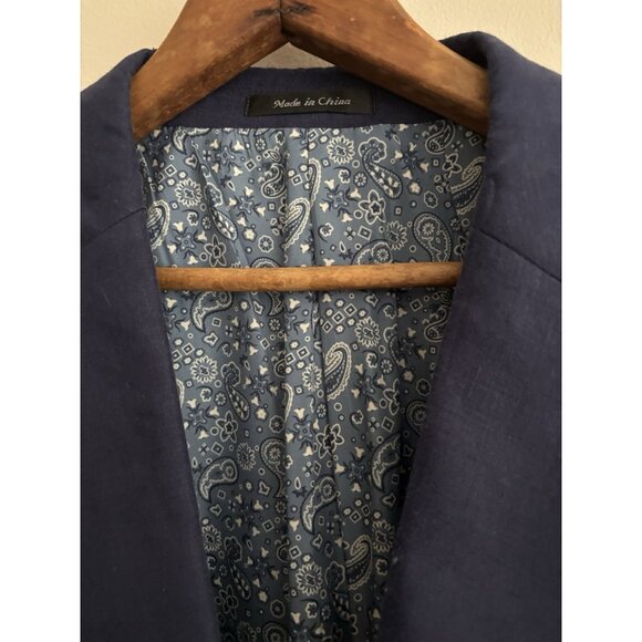 Lauren Ralph Lauren LINEN 2 Button Navy Blue Blazer Sport Coat Jacket 44 L - Picture 2 of 10
